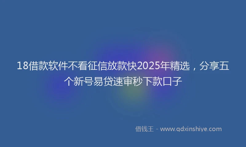 18借款软件不看征信放款快2025年精选，分享五个新号易贷速审秒下款口子
