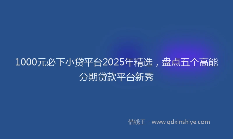 1000元必下小贷平台2025年精选，盘点五个高能分期贷款平台新秀