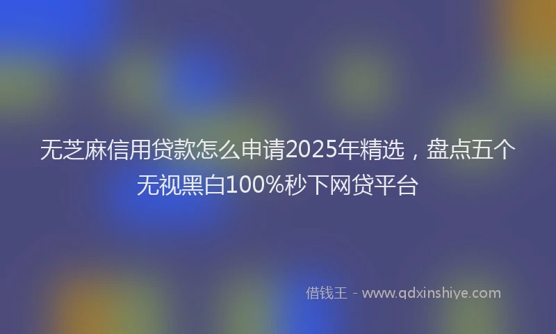 无芝麻信用贷款怎么申请2025年精选，盘点五个无视黑白100%秒下网贷平台