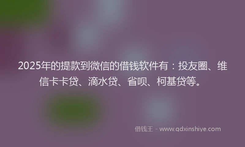2025年的提款到微信的借钱软件有：投友圈、维信卡卡贷、滴水贷、省呗、柯基贷等。