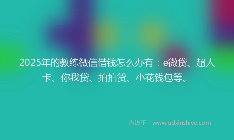 2025年的教练微信借钱怎么办有：e微贷、超人卡、你我贷、拍拍贷、小花钱包等。