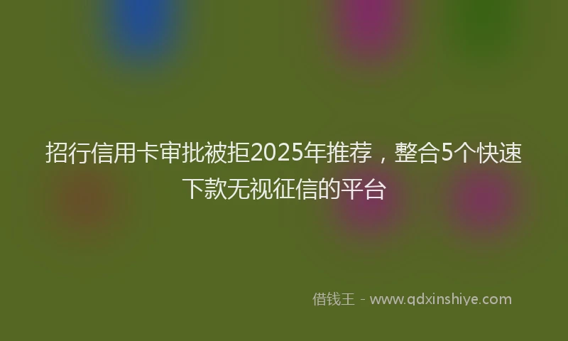 招行信用卡审批被拒2025年推荐，整合5个快速下款无视征信的平台