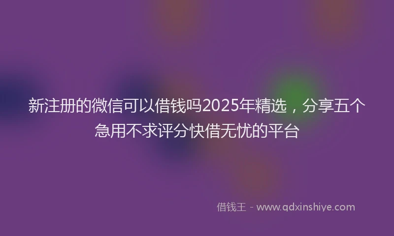 新注册的微信可以借钱吗2025年精选，分享五个急用不求评分快借无忧的平台