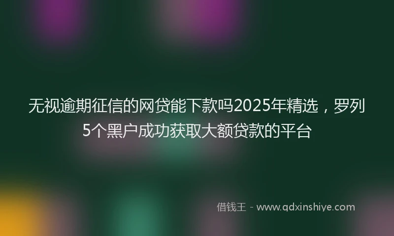 无视逾期征信的网贷能下款吗2025年精选，罗列5个黑户成功获取大额贷款的平台