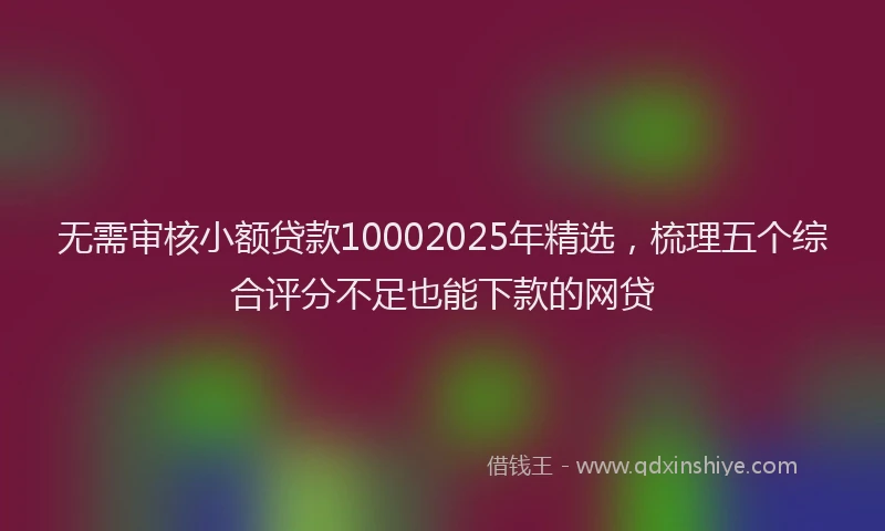 无需审核小额贷款10002025年精选，梳理五个综合评分不足也能下款的网贷