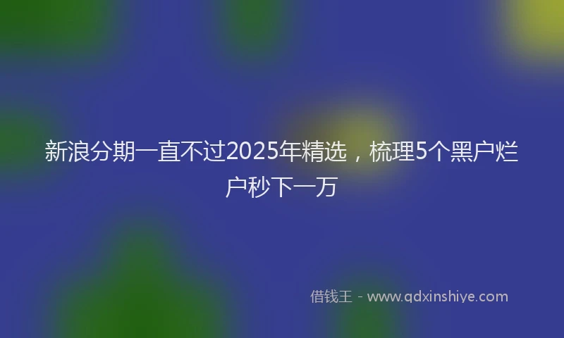 新浪分期一直不过2025年精选，梳理5个黑户烂户秒下一万