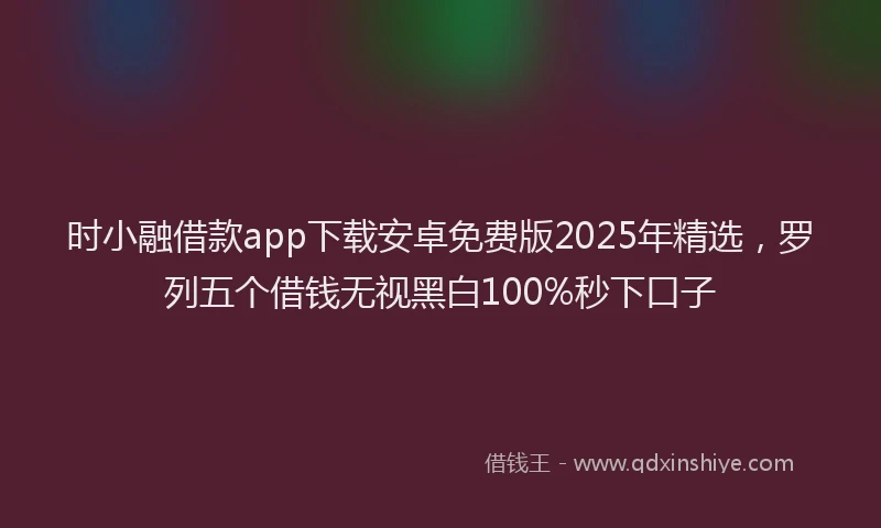 时小融借款app下载安卓免费版2025年精选，罗列五个借钱无视黑白100%秒下口子
