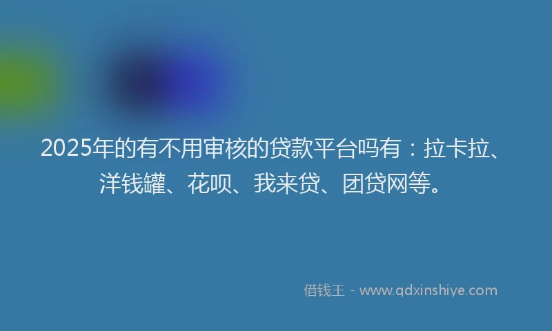 2025年的有不用审核的贷款平台吗有：拉卡拉、洋钱罐、花呗、我来贷、团贷网等。