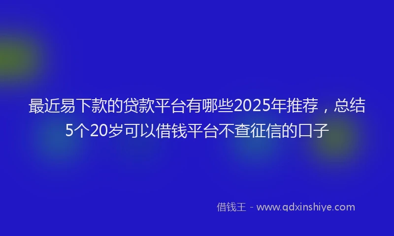最近易下款的贷款平台有哪些2025年推荐，总结5个20岁可以借钱平台不查征信的口子