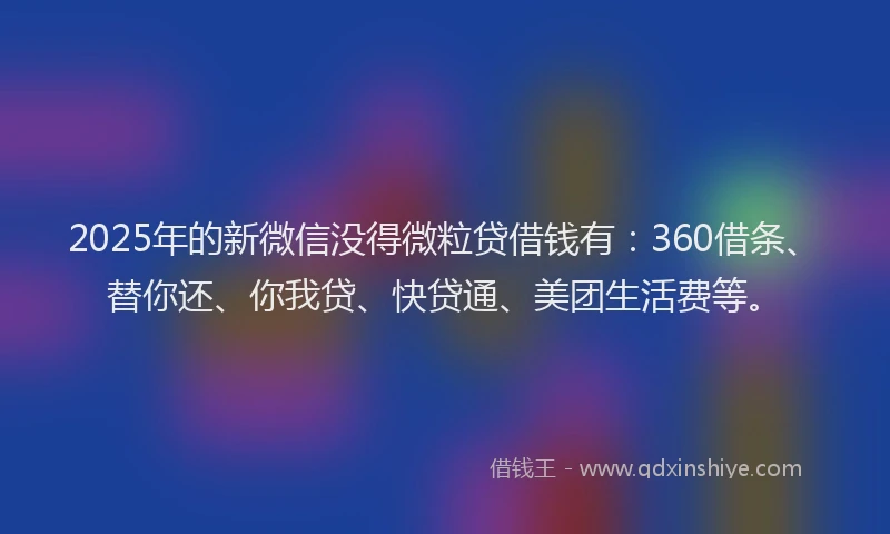 2025年的新微信没得微粒贷借钱有：360借条、替你还、你我贷、快贷通、美团生活费等。