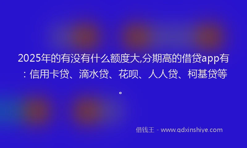 2025年的有没有什么额度大,分期高的借贷app有：信用卡贷、滴水贷、花呗、人人贷、柯基贷等。