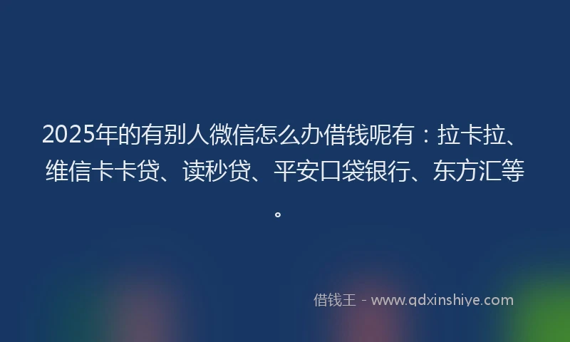 2025年的有别人微信怎么办借钱呢有：拉卡拉、维信卡卡贷、读秒贷、平安口袋银行、东方汇等。