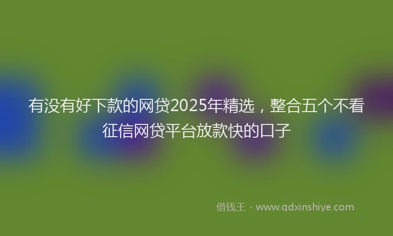 有没有好下款的网贷2025年精选，整合五个不看征信网贷平台放款快的口子