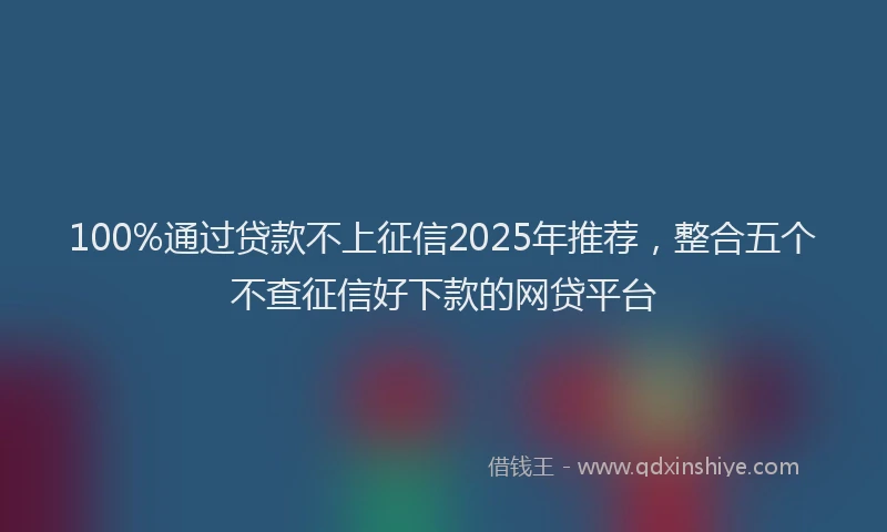 100%通过贷款不上征信2025年推荐，整合五个不查征信好下款的网贷平台