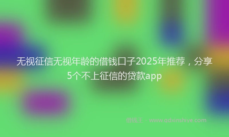 无视征信无视年龄的借钱口子2025年推荐，分享5个不上征信的贷款app