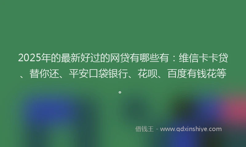 2025年的最新好过的网贷有哪些有：维信卡卡贷、替你还、平安口袋银行、花呗、百度有钱花等。