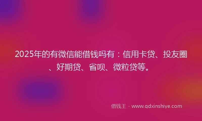 2025年的有微信能借钱吗有：信用卡贷、投友圈、好期贷、省呗、微粒贷等。