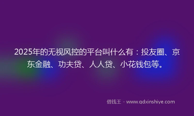 2025年的无视风控的平台叫什么有：投友圈、京东金融、功夫贷、人人贷、小花钱包等。