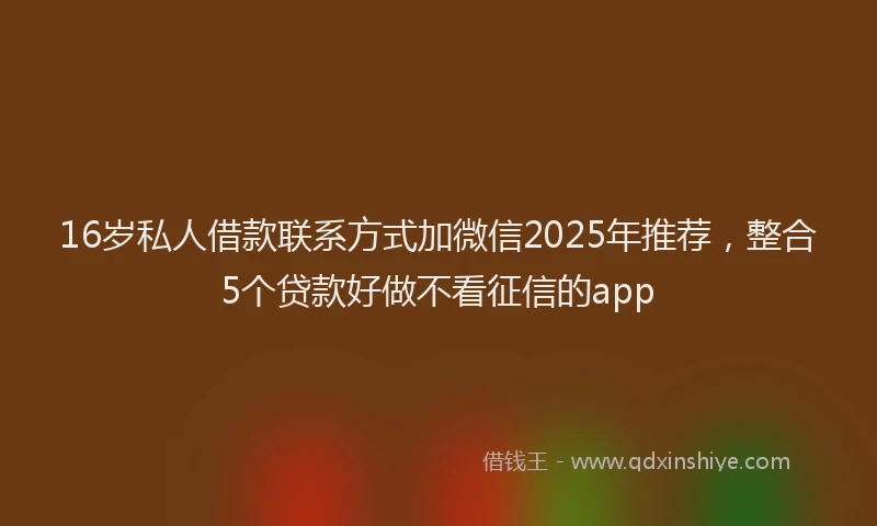 16岁私人借款联系方式加微信2025年推荐，整合5个贷款好做不看征信的app