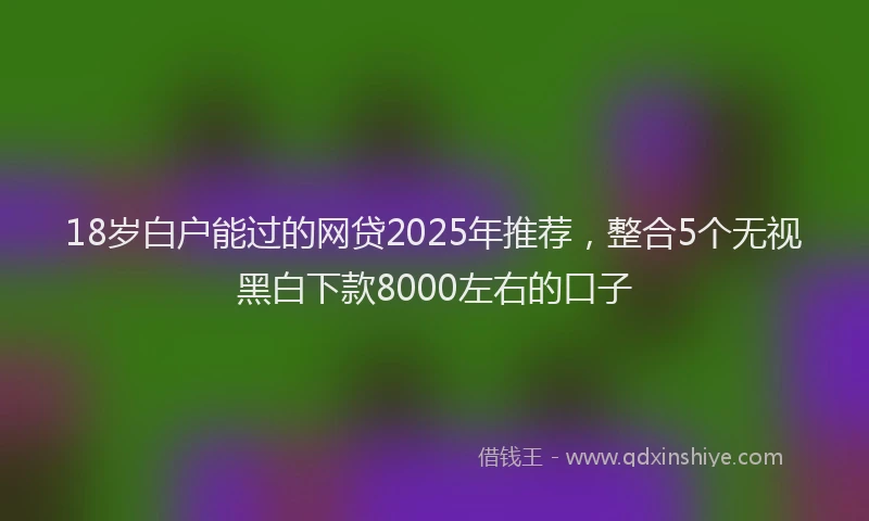 18岁白户能过的网贷2025年推荐，整合5个无视黑白下款8000左右的口子