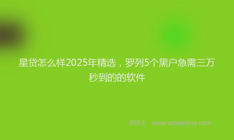 星贷怎么样2025年精选，罗列5个黑户急需三万秒到的的软件