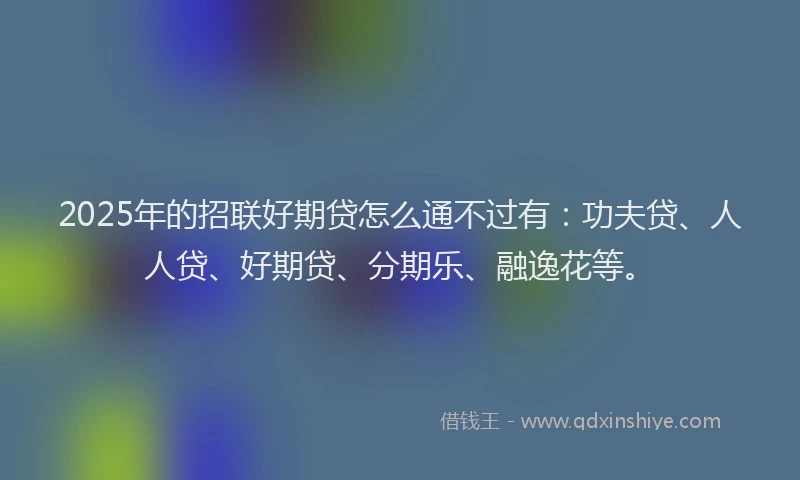 2025年的招联好期贷怎么通不过有：功夫贷、人人贷、好期贷、分期乐、融逸花等。