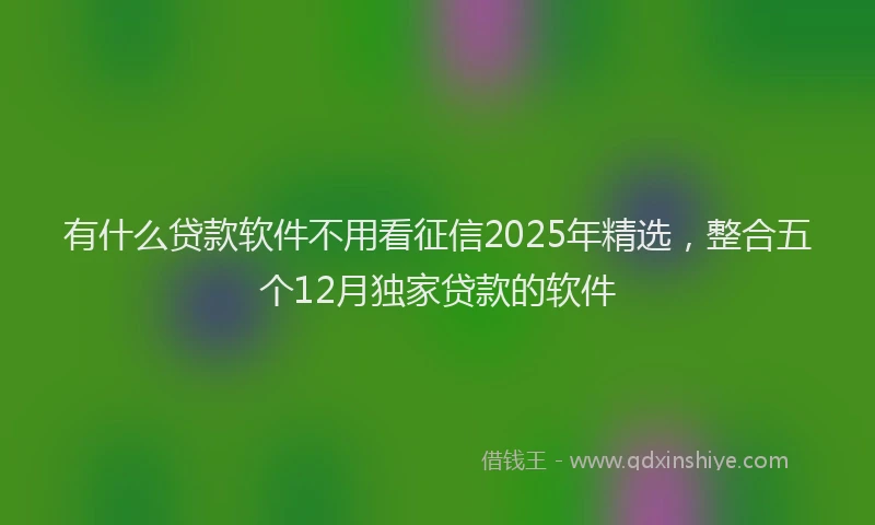有什么贷款软件不用看征信2025年精选，整合五个12月独家贷款的软件