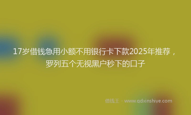 17岁借钱急用小额不用银行卡下款2025年推荐，罗列五个无视黑户秒下的口子