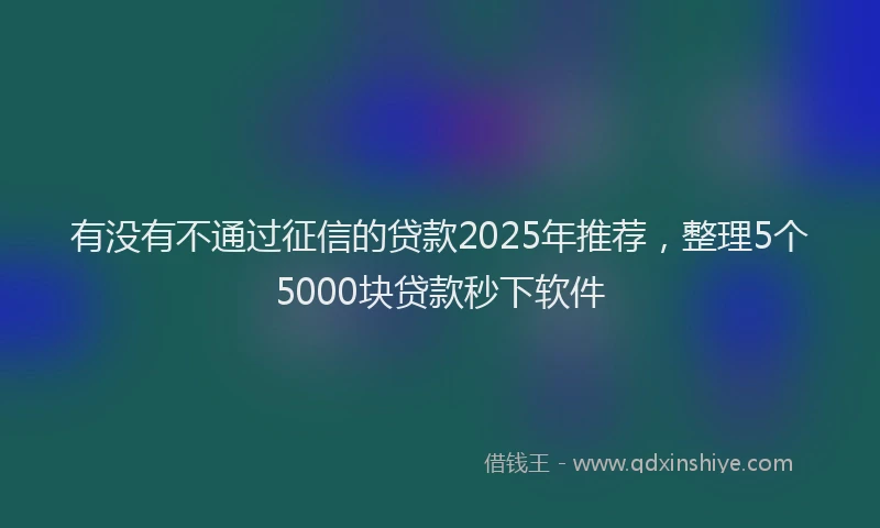 有没有不通过征信的贷款2025年推荐，整理5个5000块贷款秒下软件