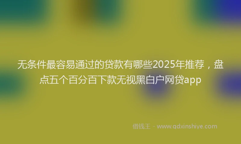 无条件最容易通过的贷款有哪些2025年推荐，盘点五个百分百下款无视黑白户网贷app