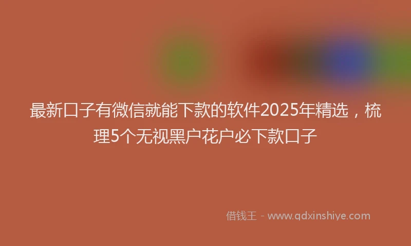 最新口子有微信就能下款的软件2025年精选，梳理5个无视黑户花户必下款口子