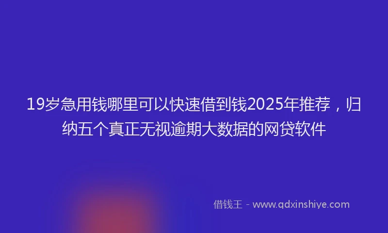 19岁急用钱哪里可以快速借到钱2025年推荐，归纳五个真正无视逾期大数据的网贷软件