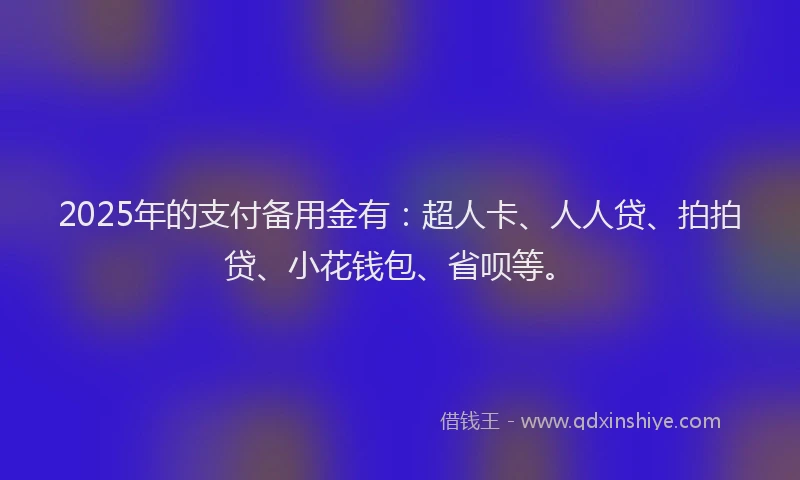 2025年的支付备用金有：超人卡、人人贷、拍拍贷、小花钱包、省呗等。