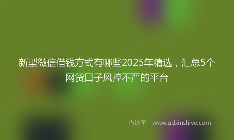 新型微信借钱方式有哪些2025年精选，汇总5个网贷口子风控不严的平台