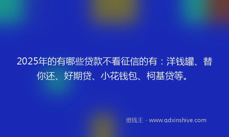 2025年的有哪些贷款不看征信的有：洋钱罐、替你还、好期贷、小花钱包、柯基贷等。