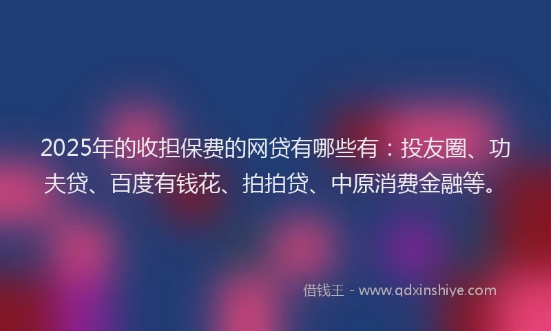 2025年的收担保费的网贷有哪些有：投友圈、功夫贷、百度有钱花、拍拍贷、中原消费金融等。
