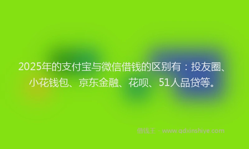 2025年的支付宝与微信借钱的区别有：投友圈、小花钱包、京东金融、花呗、51人品贷等。