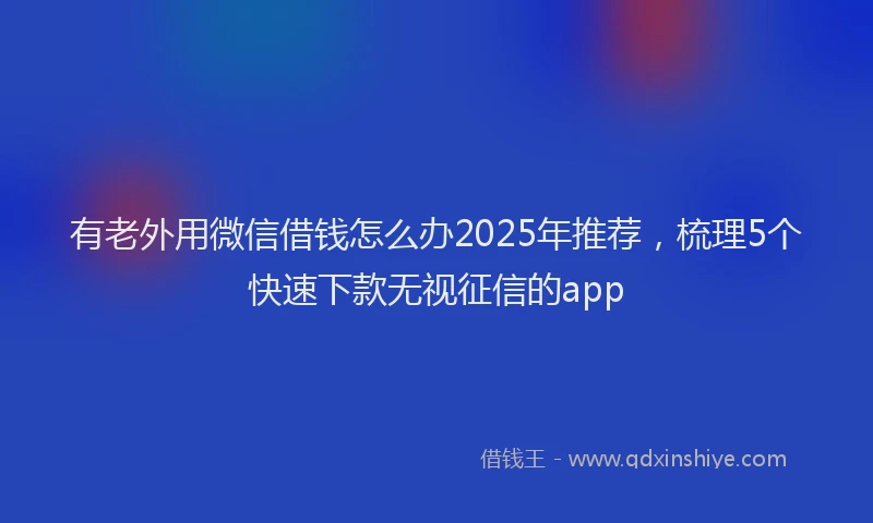 有老外用微信借钱怎么办2025年推荐，梳理5个快速下款无视征信的app