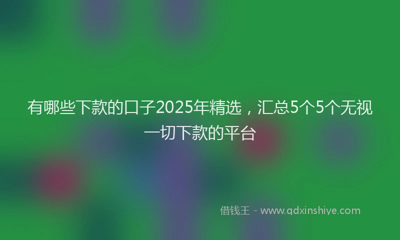 有哪些下款的口子2025年精选，汇总5个5个无视一切下款的平台