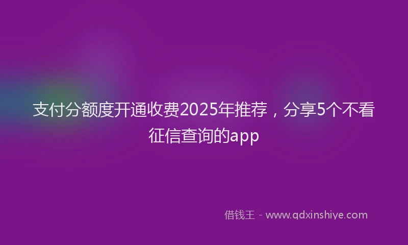 支付分额度开通收费2025年推荐，分享5个不看征信查询的app