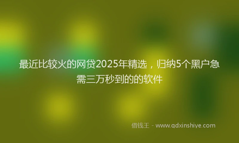 最近比较火的网贷2025年精选，归纳5个黑户急需三万秒到的的软件