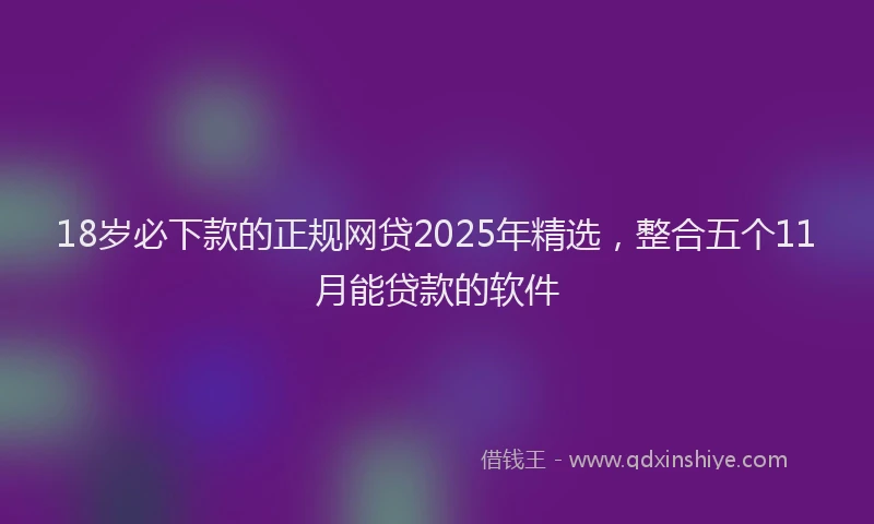 18岁必下款的正规网贷2025年精选,整合五个11月能贷款的软件