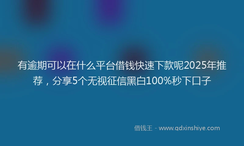 有逾期可以在什么平台借钱快速下款呢2025年推荐，分享5个无视征信黑白100%秒下口子