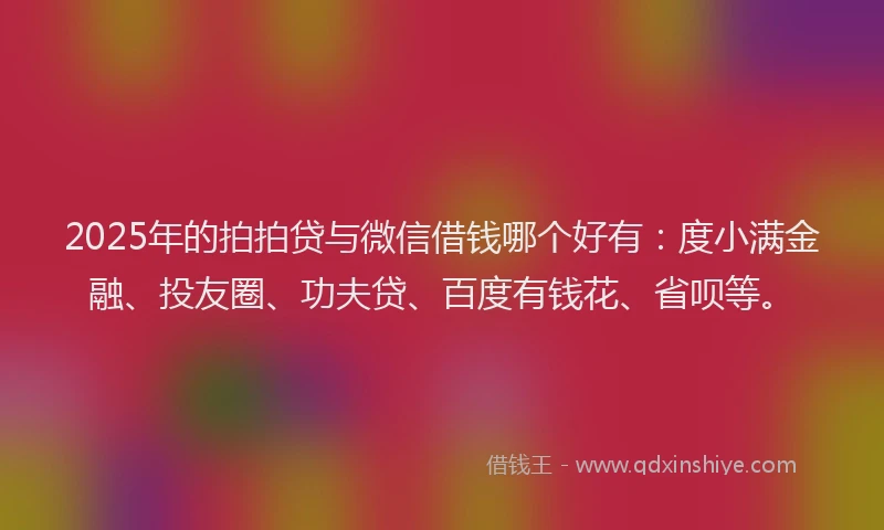 2025年的拍拍贷与微信借钱哪个好有：度小满金融、投友圈、功夫贷、百度有钱花、省呗等。