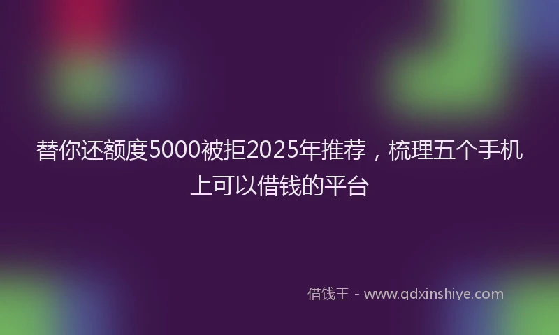 替你还额度5000被拒2025年推荐，梳理五个手机上可以借钱的平台