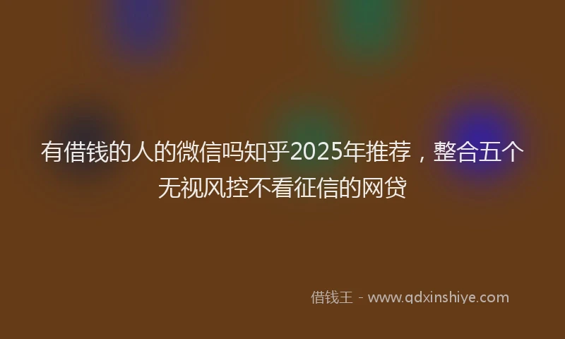 有借钱的人的微信吗知乎2025年推荐，整合五个无视风控不看征信的网贷