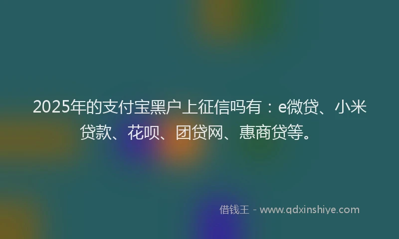2025年的支付宝黑户上征信吗有：e微贷、小米贷款、花呗、团贷网、惠商贷等。