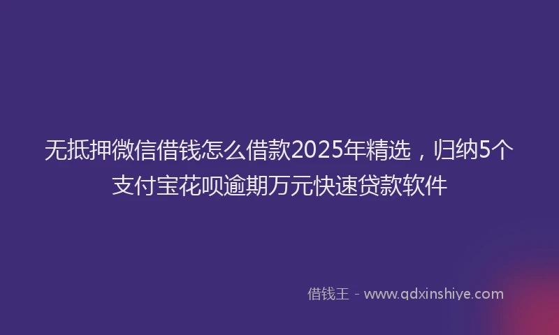 无抵押微信借钱怎么借款2025年精选，归纳5个支付宝花呗逾期万元快速贷款软件