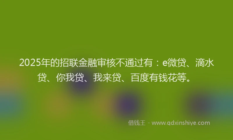 2025年的招联金融审核不通过有：e微贷、滴水贷、你我贷、我来贷、百度有钱花等。