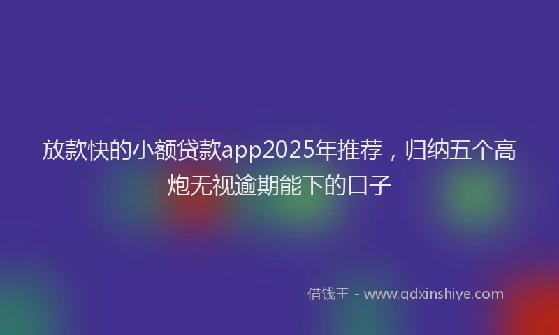 放款快的小额贷款app2025年推荐，归纳五个高炮无视逾期能下的口子